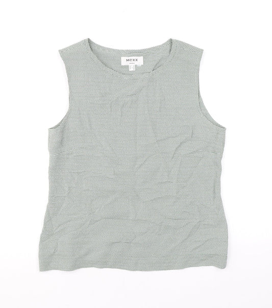 Mexx Womens Green Geometric Polyester Basic Tank Size 16 Round Neck