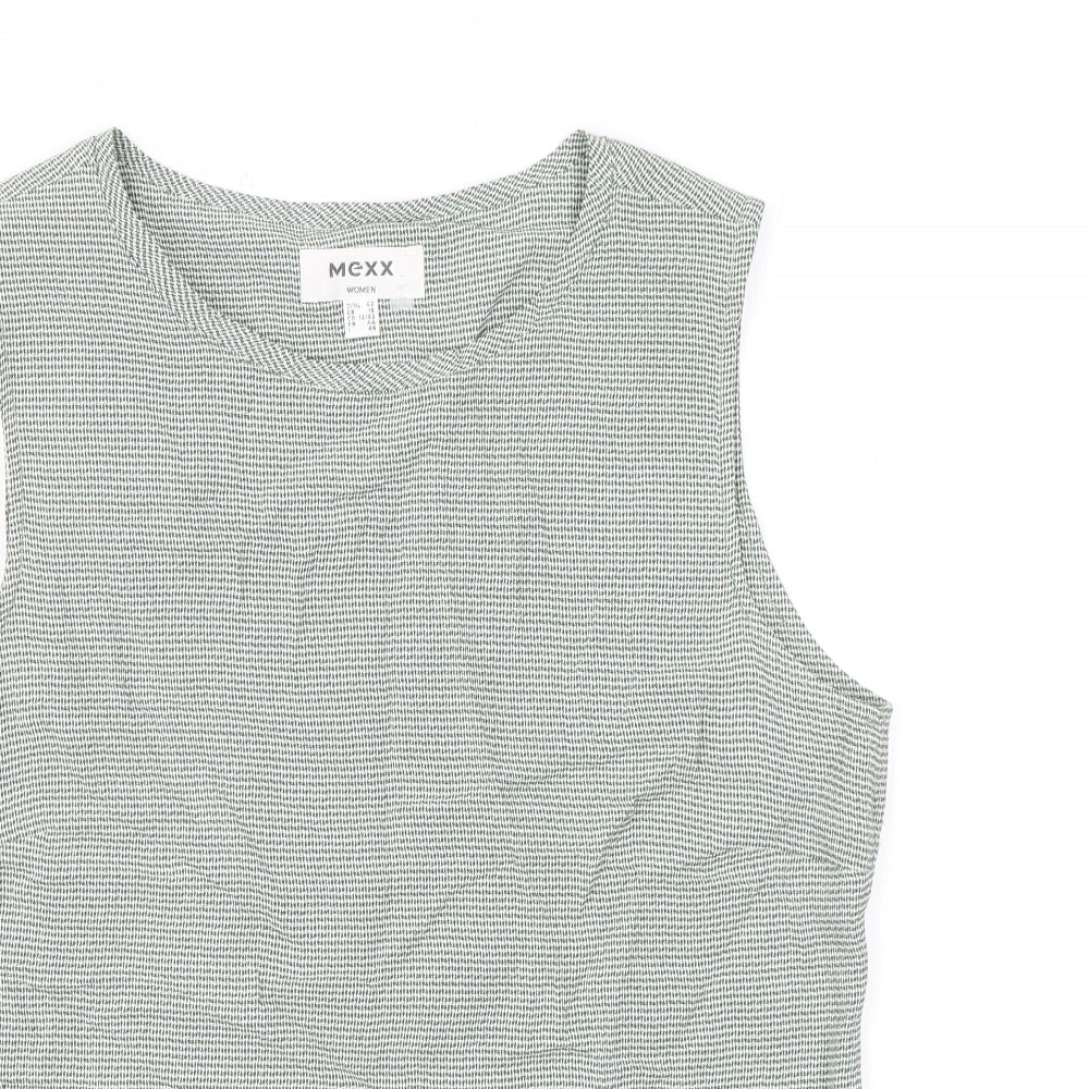 Mexx Womens Green Geometric Polyester Basic Tank Size 16 Round Neck