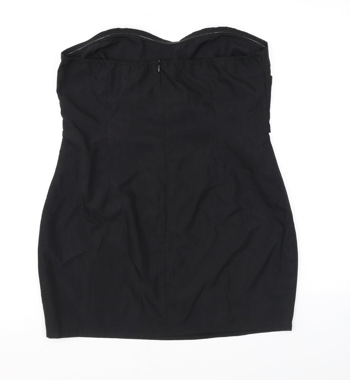 PRETTYLITTLETHING Womens Black Polyester Mini Size 12 Sweetheart Zip