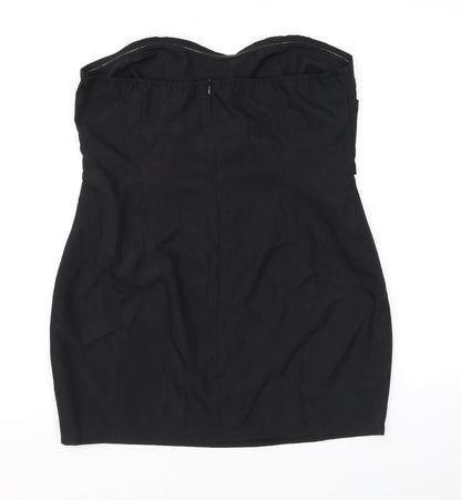 PRETTYLITTLETHING Womens Black Polyester Mini Size 12 Sweetheart Zip