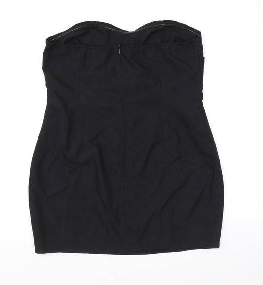 PRETTYLITTLETHING Womens Black Polyester Mini Size 12 Sweetheart Zip