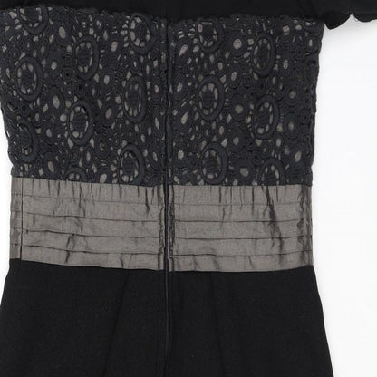 Jesire Womens Black Geometric Polyester Pencil Dress Size 6 Scoop Neck Zip