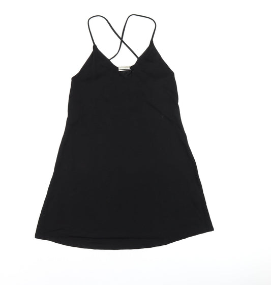 River Island Womens Black Rayon Mini Size 8 V-Neck Pullover