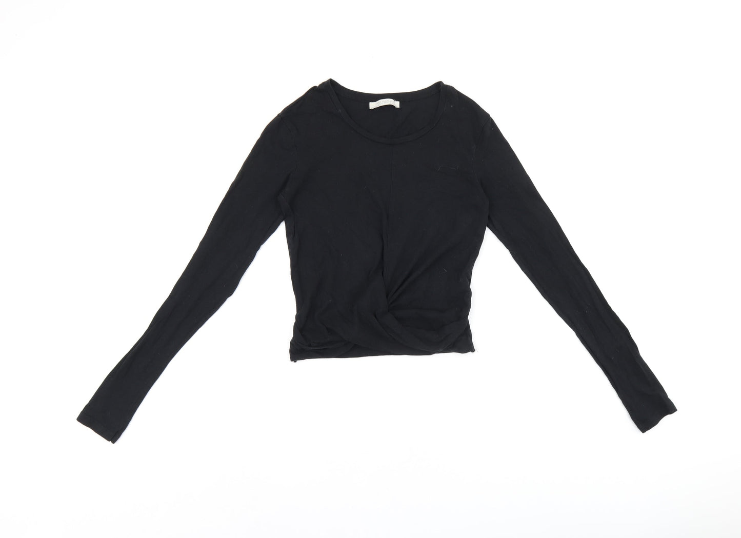 Womens UK Size S Zara Black Cropped T-Shirt