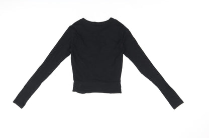 Womens UK Size S Zara Black Cropped T-Shirt