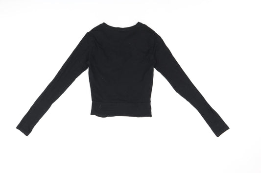 Womens UK Size S Zara Black Cropped T-Shirt