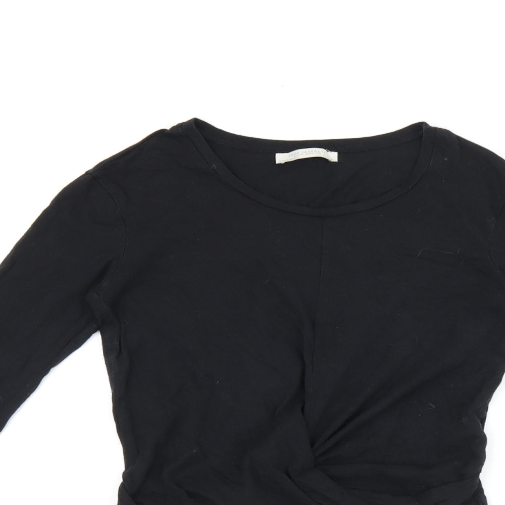 Womens UK Size S Zara Black Cropped T-Shirt