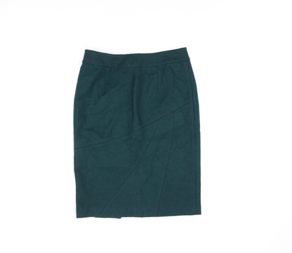 Sino London Womens Green Wool Straight & Pencil Skirt Size 12 Zip