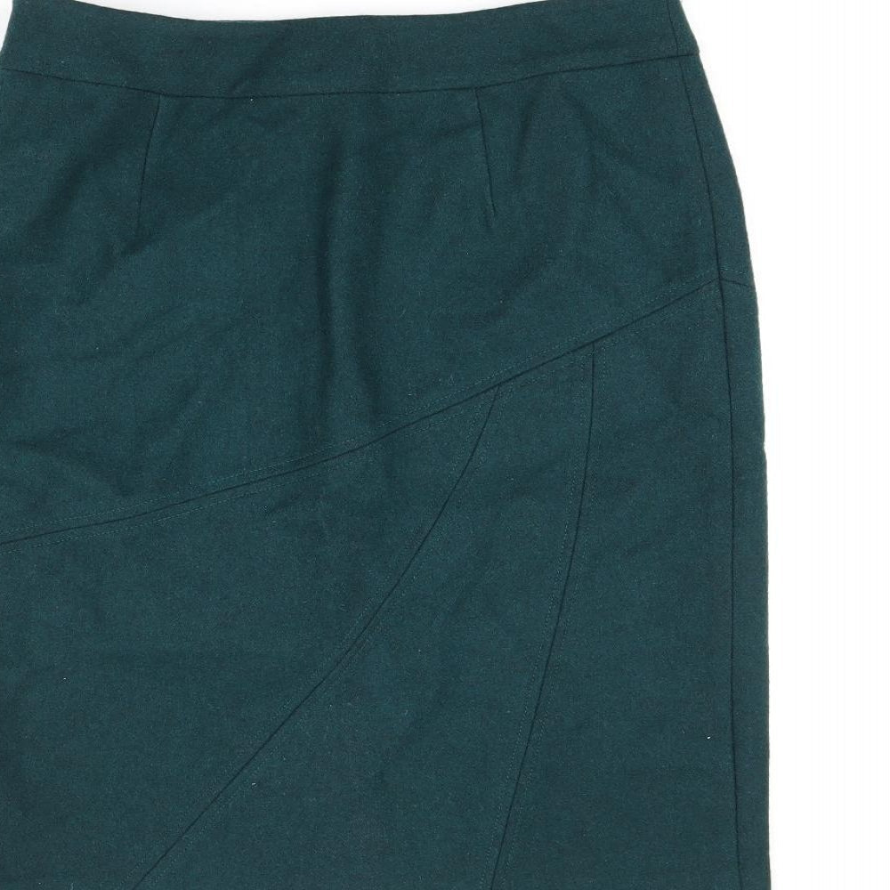 Sino London Womens Green Wool Straight & Pencil Skirt Size 12 Zip