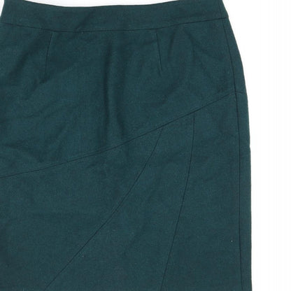 Sino London Womens Green Wool Straight & Pencil Skirt Size 12 Zip