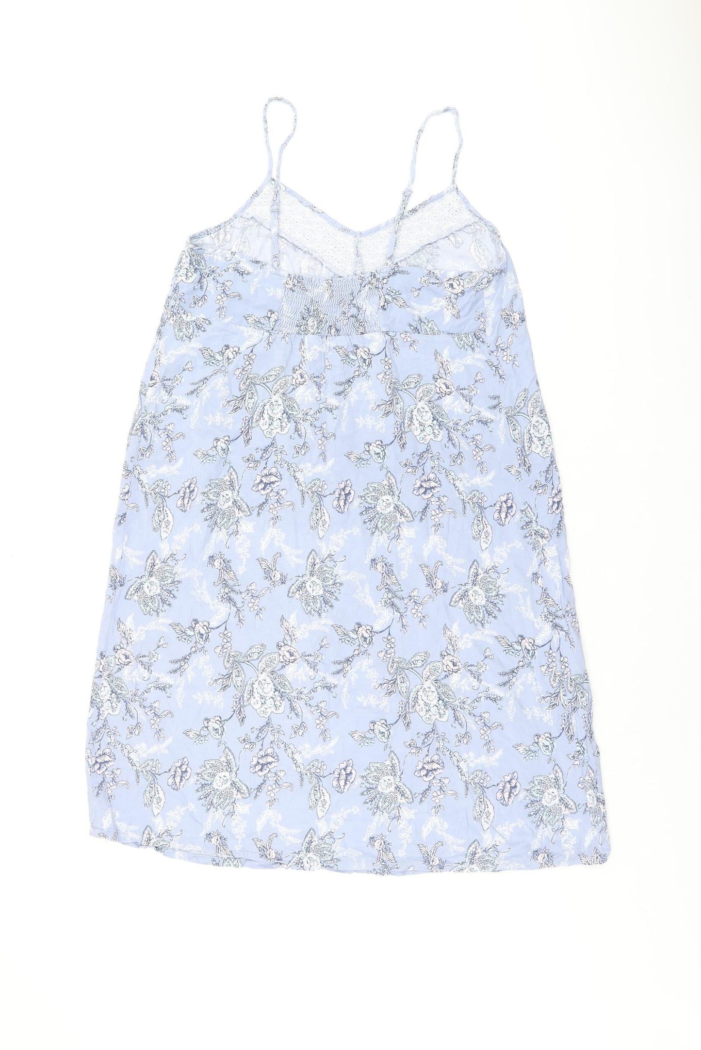 Marks and Spencer Womens Blue Floral Viscose Cami Dress Size 8 - Broderie Anglaise