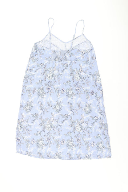 Marks and Spencer Womens Blue Floral Viscose Cami Dress Size 8 - Broderie Anglaise