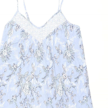 Marks and Spencer Womens Blue Floral Viscose Cami Dress Size 8 - Broderie Anglaise