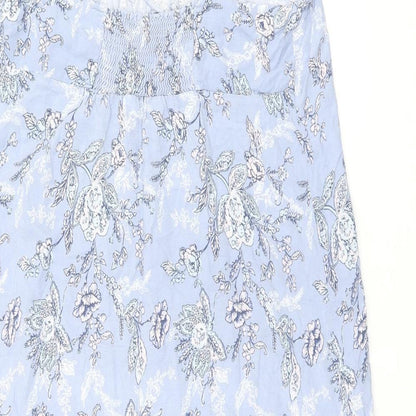 Marks and Spencer Womens Blue Floral Viscose Cami Dress Size 8 - Broderie Anglaise