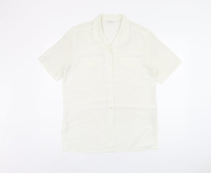 Womens UK Size 10 St Michael White Basic Button-Up