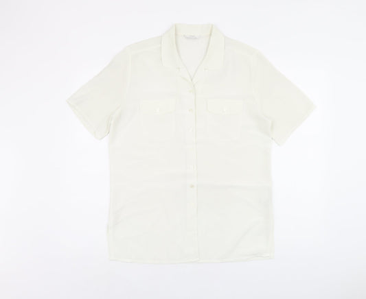 Womens UK Size 10 St Michael White Basic Button-Up