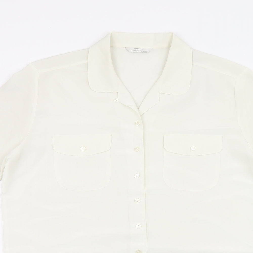 Womens UK Size 10 St Michael White Basic Button-Up