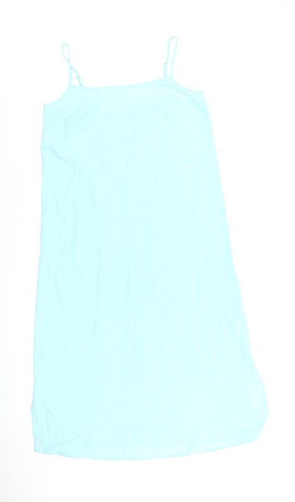 Marks and Spencer Womens Blue Polyester Slip Dress Size 10 Square Neck Pullover