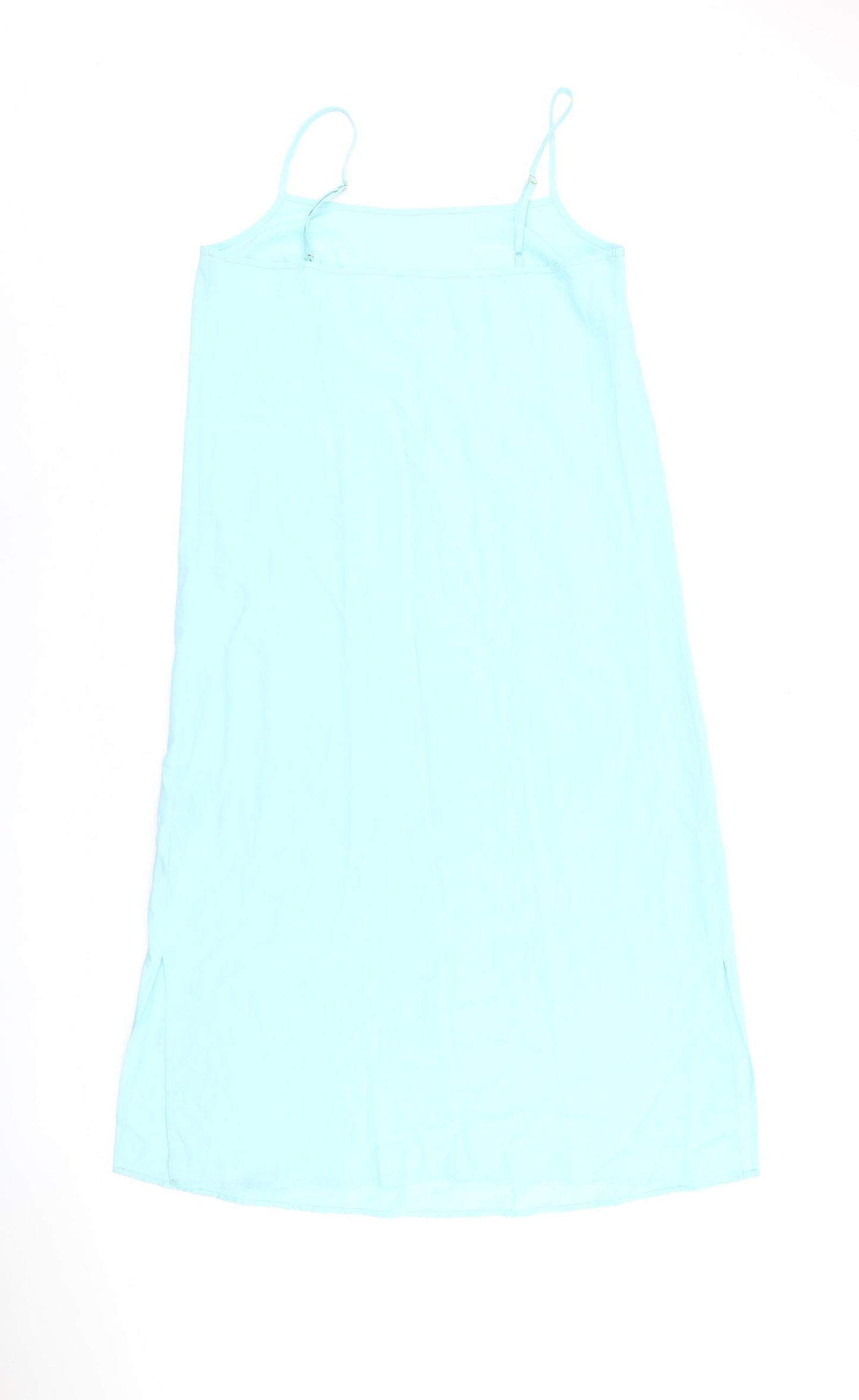 Marks and Spencer Womens Blue Polyester Slip Dress Size 10 Square Neck Pullover