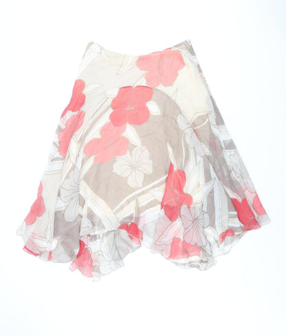 Coast Womens Brown Floral Silk Swing Skirt Size 12 Zip