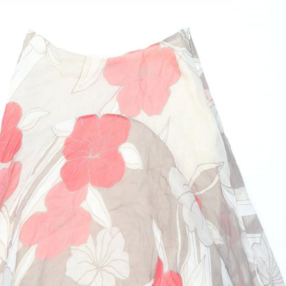Coast Womens Brown Floral Silk Swing Skirt Size 12 Zip