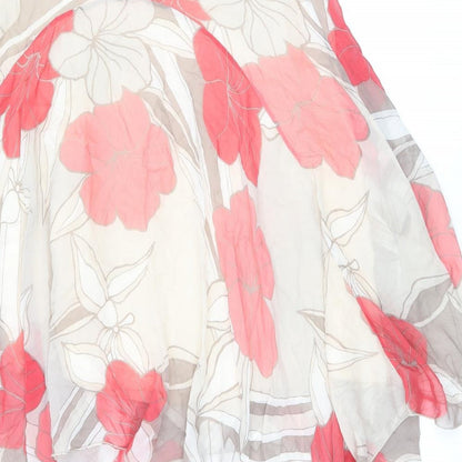 Coast Womens Brown Floral Silk Swing Skirt Size 12 Zip