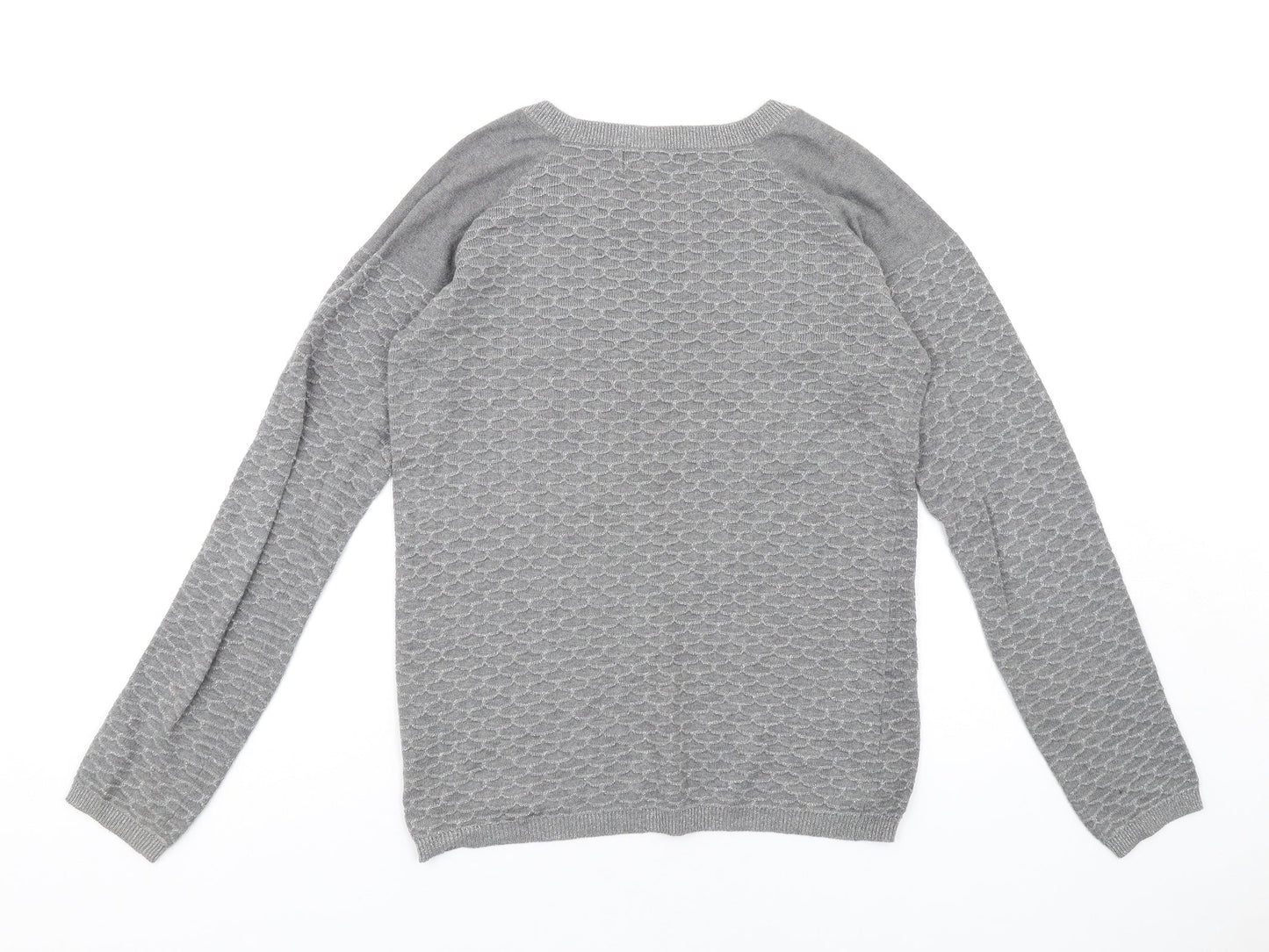 NEXT Womens Grey Crew Neck Cotton Pullover Jumper Size 8