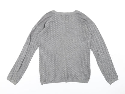 NEXT Womens Grey Crew Neck Cotton Pullover Jumper Size 8
