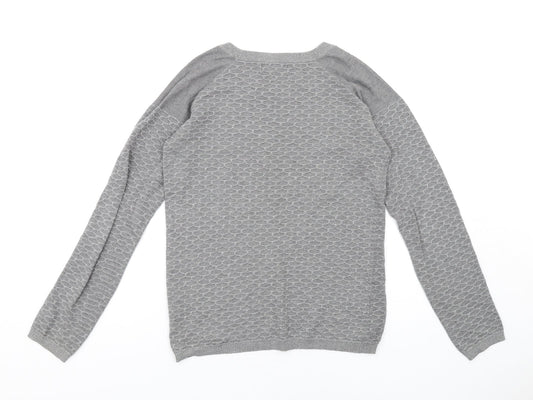 NEXT Womens Grey Crew Neck Cotton Pullover Jumper Size 8