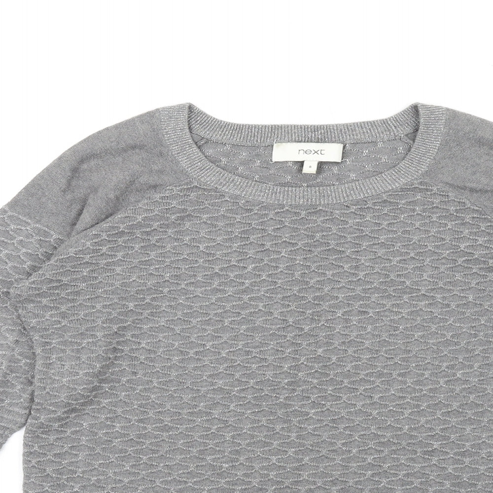 NEXT Womens Grey Crew Neck Cotton Pullover Jumper Size 8