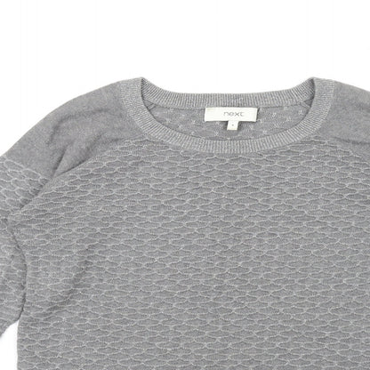 NEXT Womens Grey Crew Neck Cotton Pullover Jumper Size 8