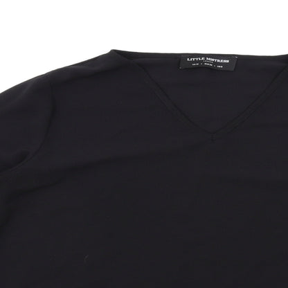 Little Mistress Womens Black Polyester Basic Blouse Size 10 V-Neck
