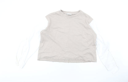Zara Womens Beige Cotton Pullover Sweatshirt Size S Pullover