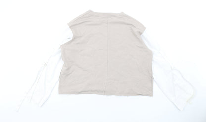 Zara Womens Beige Cotton Pullover Sweatshirt Size S Pullover