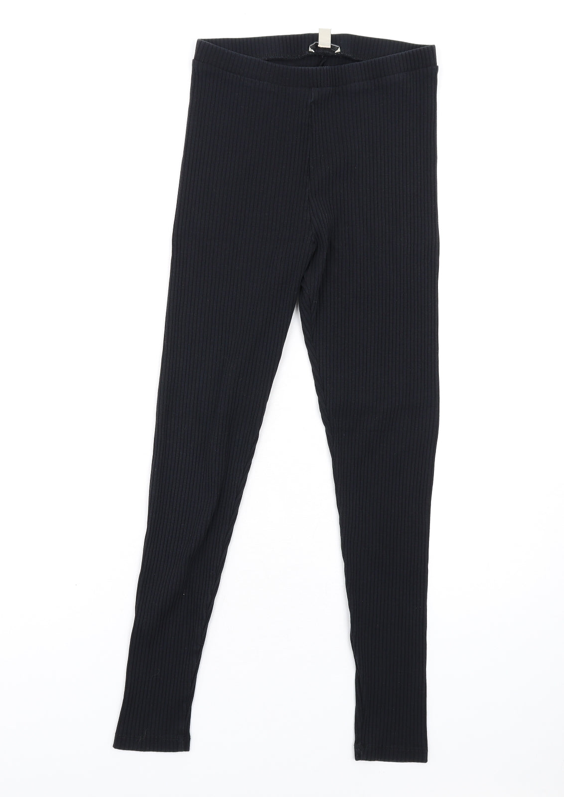 EDC Womens Black Cotton Carrot Leggings Size S L28 in - Ribbed