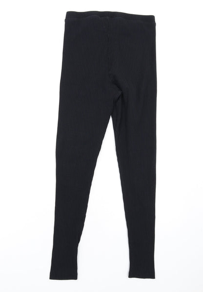 EDC Womens Black Cotton Carrot Leggings Size S L28 in - Ribbed