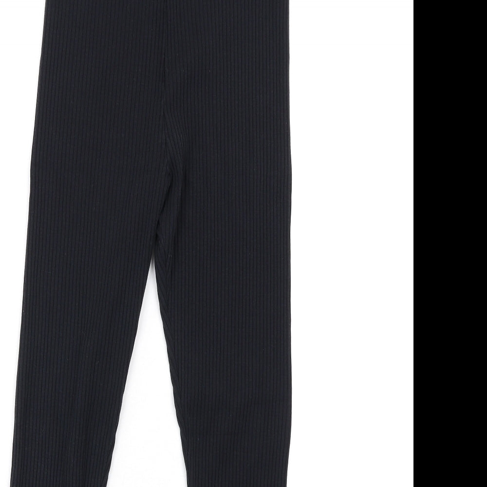 EDC Womens Black Cotton Carrot Leggings Size S L28 in - Ribbed