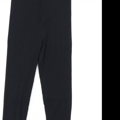 EDC Womens Black Cotton Carrot Leggings Size S L28 in - Ribbed