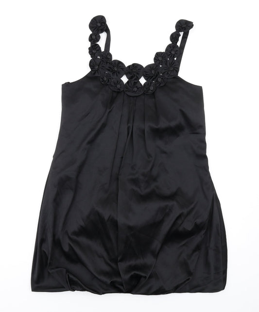 Monsoon Womens Black Polyester A-Line Size 12 Scoop Neck Zip