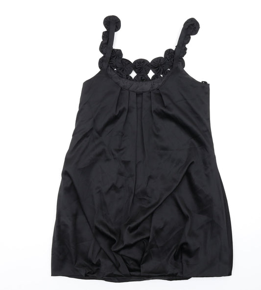 Monsoon Womens Black Polyester A-Line Size 12 Scoop Neck Zip