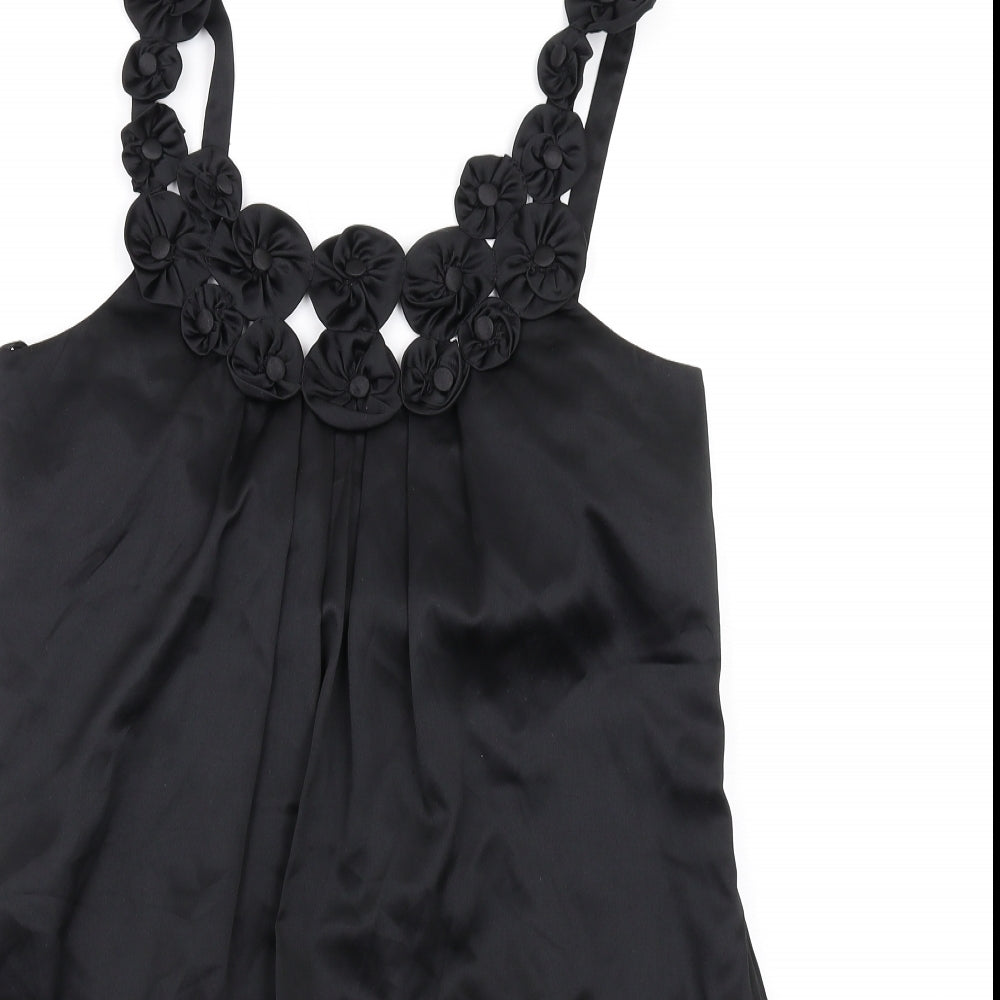 Monsoon Womens Black Polyester A-Line Size 12 Scoop Neck Zip