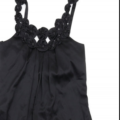 Monsoon Womens Black Polyester A-Line Size 12 Scoop Neck Zip