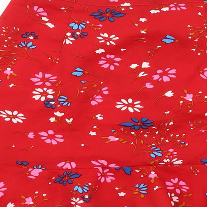 PARISIAN SIGNATURE Womens Red Floral Polyester A-Line Skirt Size 6 Button