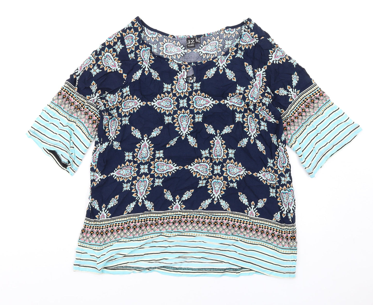 Womens UK Size 10 Izabel London Multicoloured Basic T-Shirt