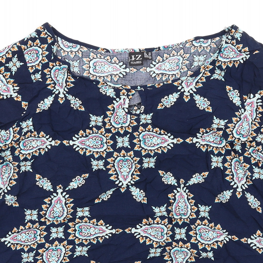 Womens UK Size 10 Izabel London Multicoloured Basic T-Shirt