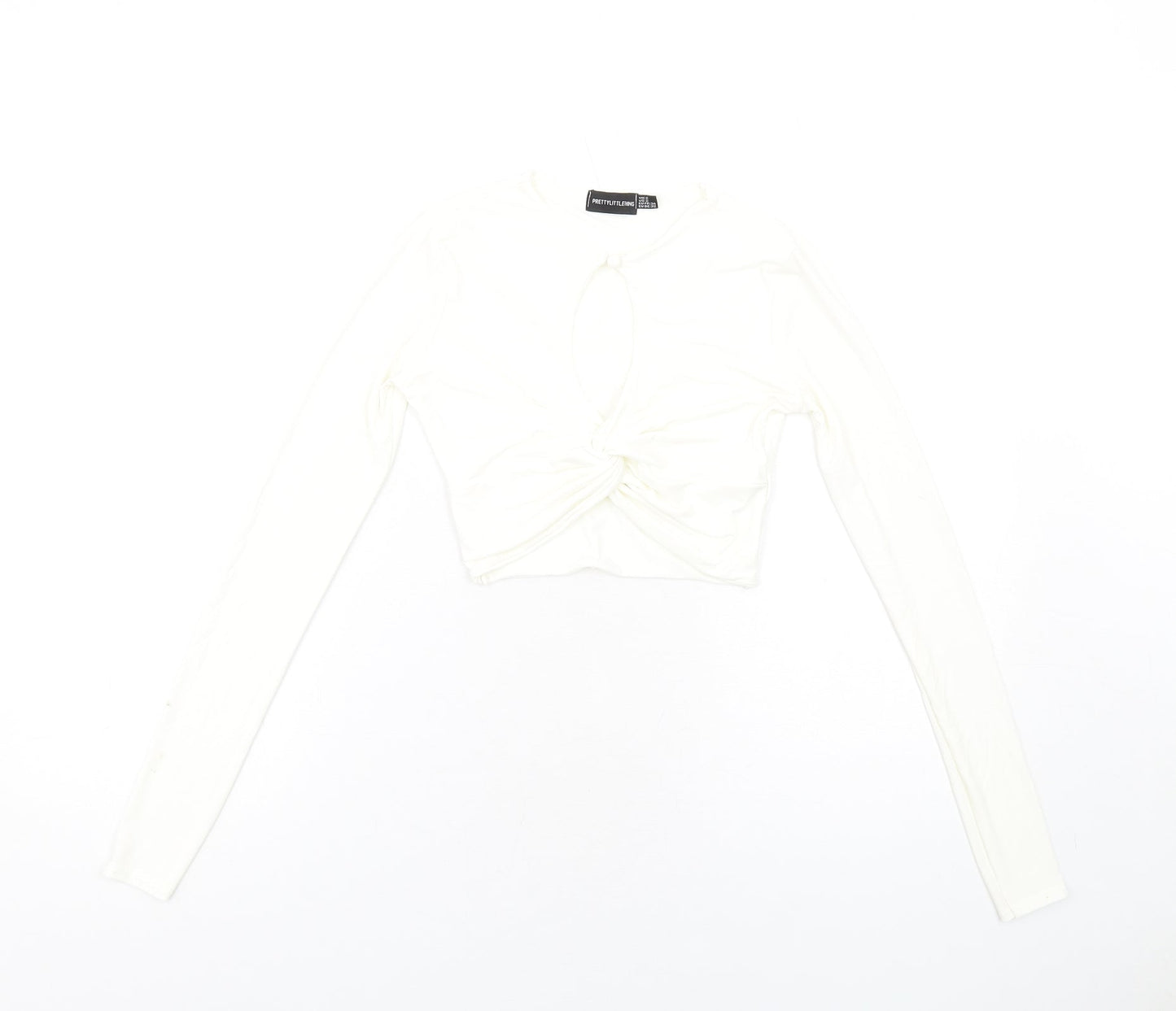 Womens UK Size 6 PRETTYLITTLETHING Ivory Cropped T-Shirt