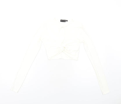 Womens UK Size 6 PRETTYLITTLETHING Ivory Cropped T-Shirt