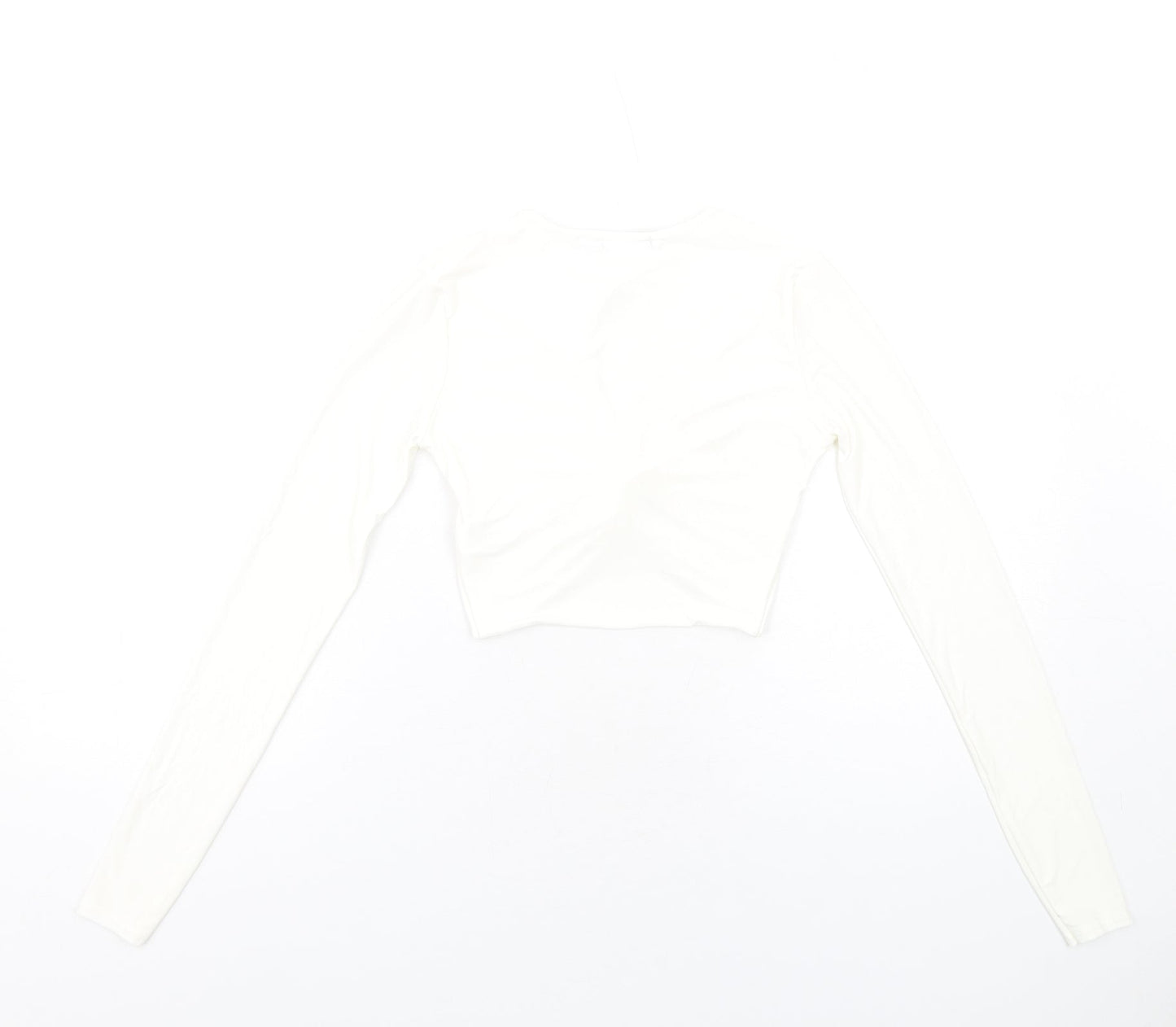 Womens UK Size 6 PRETTYLITTLETHING Ivory Cropped T-Shirt