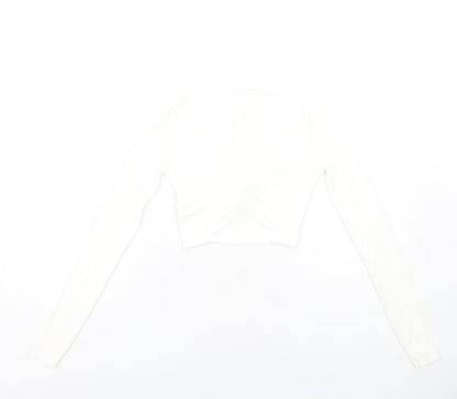 Womens UK Size 6 PRETTYLITTLETHING Ivory Cropped T-Shirt