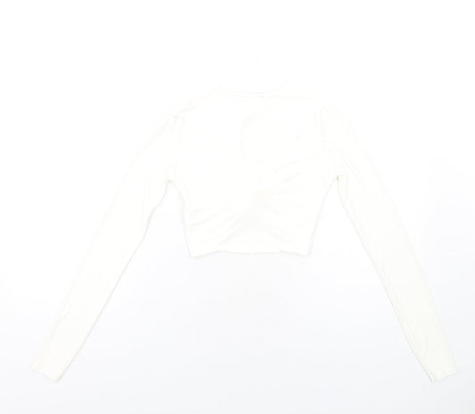 Womens UK Size 6 PRETTYLITTLETHING Ivory Cropped T-Shirt